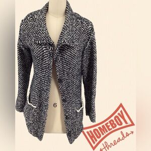 Eileen Fisher Black and White Knit Cardigan